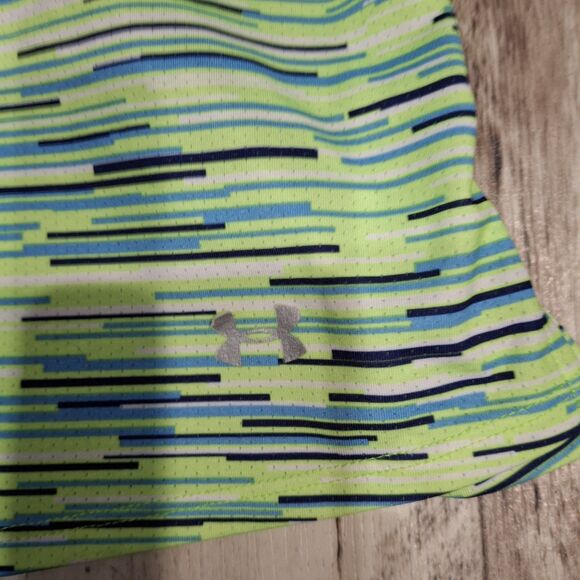Under Armour Yoga Workout Racer T Back Green Blue Striped Top Women Size M - Picture 4 of 4